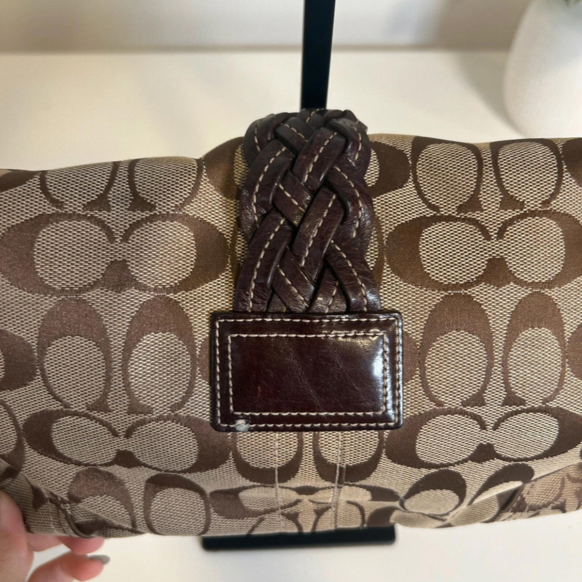 Coach Signature Soho Signature Flap Shoulder Bag Brown Canvas K05Q-6314
