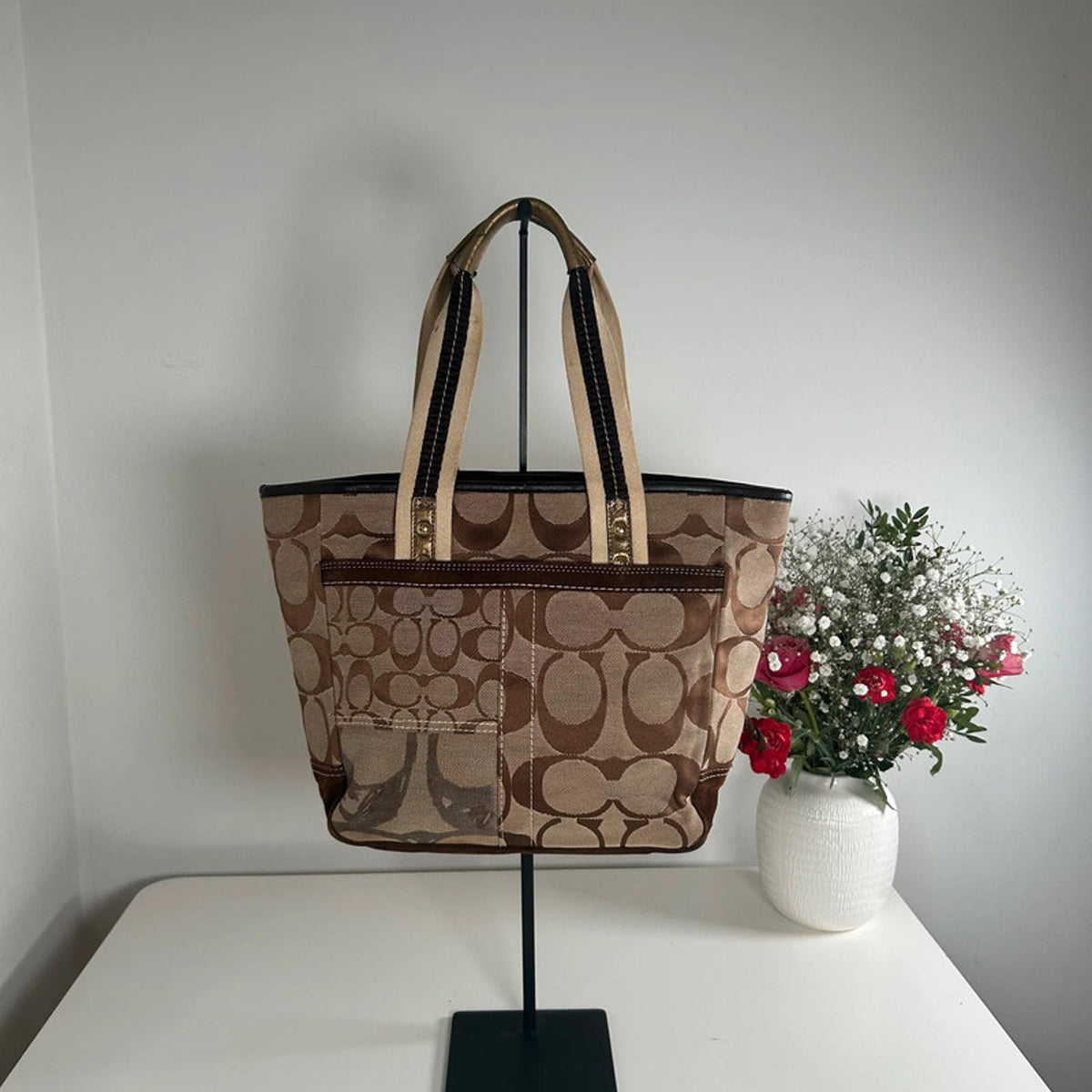 Coach Brown Metallic Patchwork Handbag E06K-10234