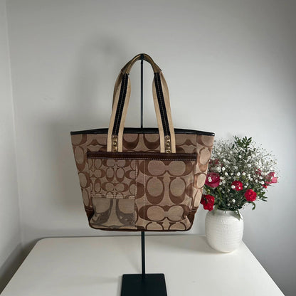 Coach Brown Metallic Patchwork Handbag E06K-10234