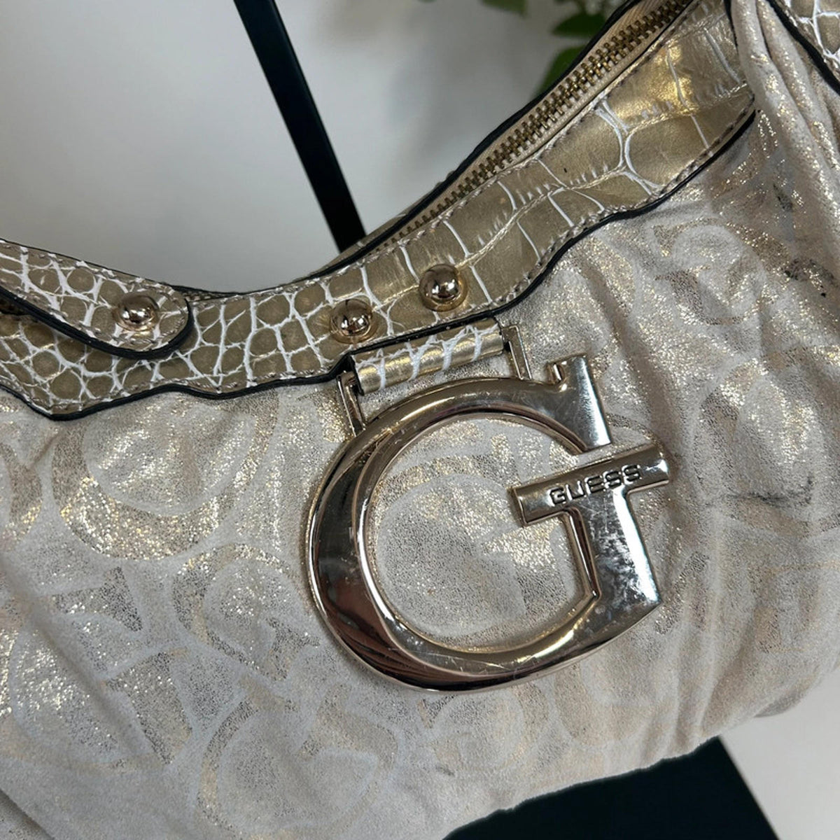 Guess Gold and Beige Handbag