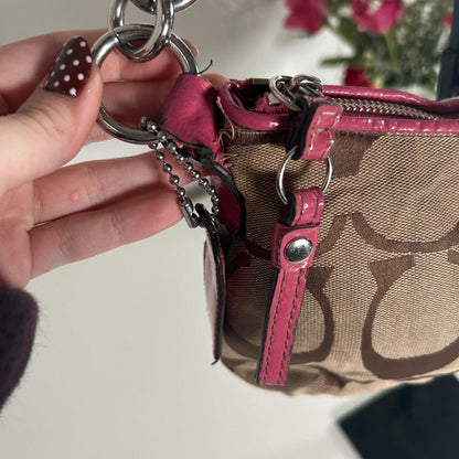 Coach Pink Striped Jacquard Demi Shoulder Bag D1175-F17439