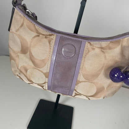 Coach Beige Monogram Shoulder Bag Lilac Stripe M1382-28206E