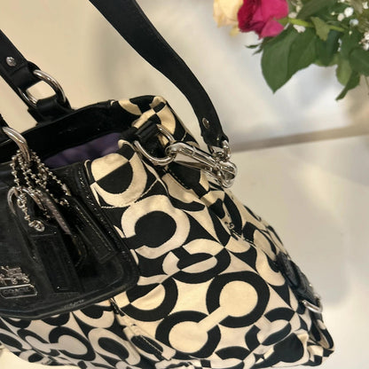 Coach Madison OP Signature Black and White Shoulder Bag K0982-14537