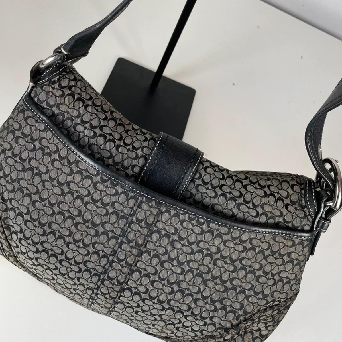 Coach Large Soho Black Signature C Canvas Shoulder Bag C0894-F12309