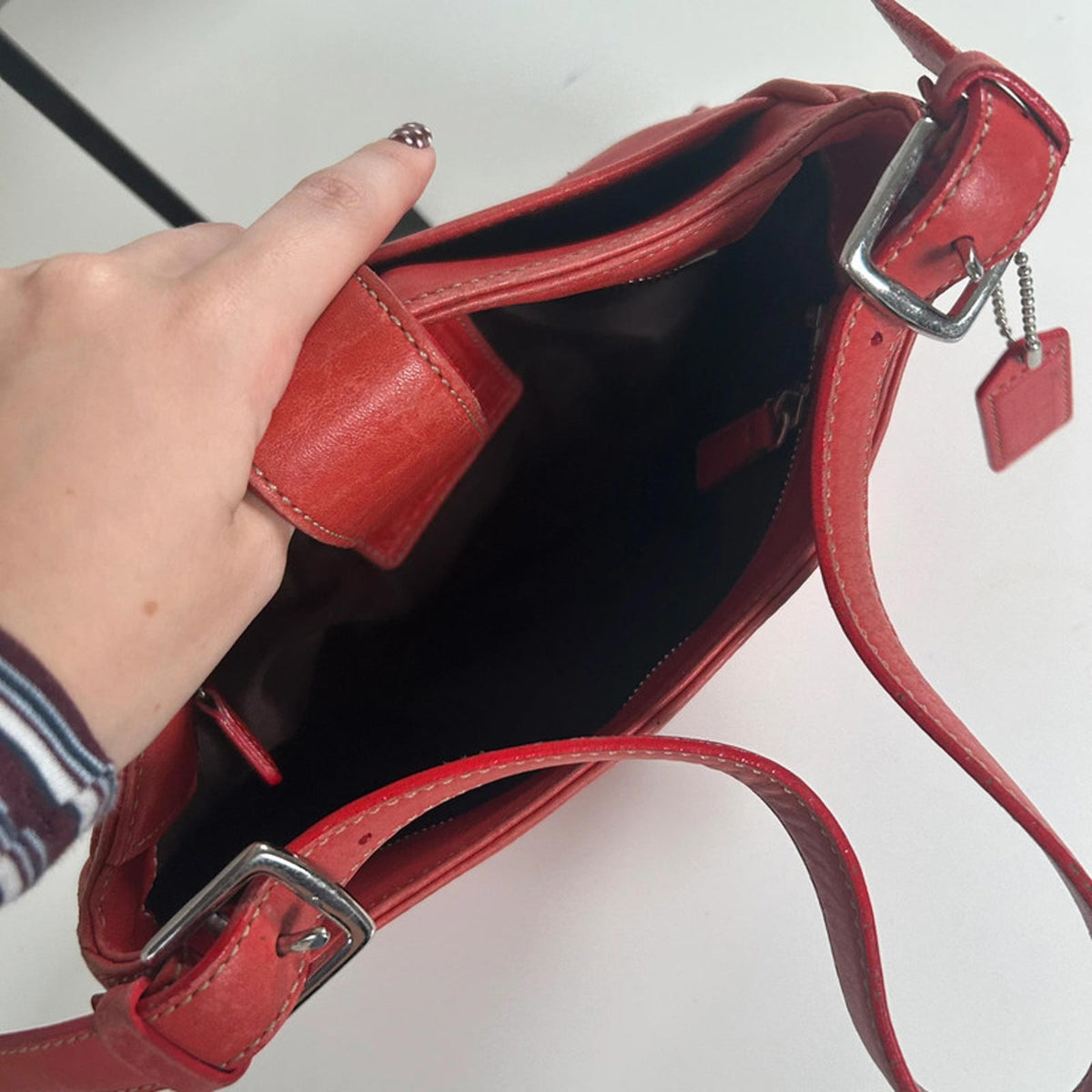 Coach Red Leather Hampton Hobo Shoulder Bag J0S-7789