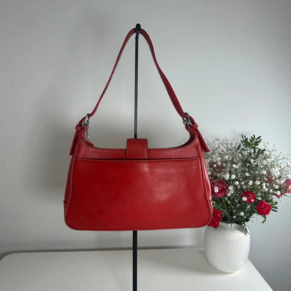 Coach Red Leather Hampton Hobo Shoulder Bag J0S-7789