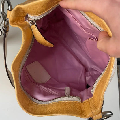 Coach Beige Half Moon Monogram Shoulder Bag Yellow Detail B1182-F16181