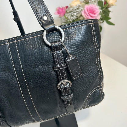 Coach Chelsea Black Pebbled Leather Buckle Tote Shoulder Bag F6981-F12339