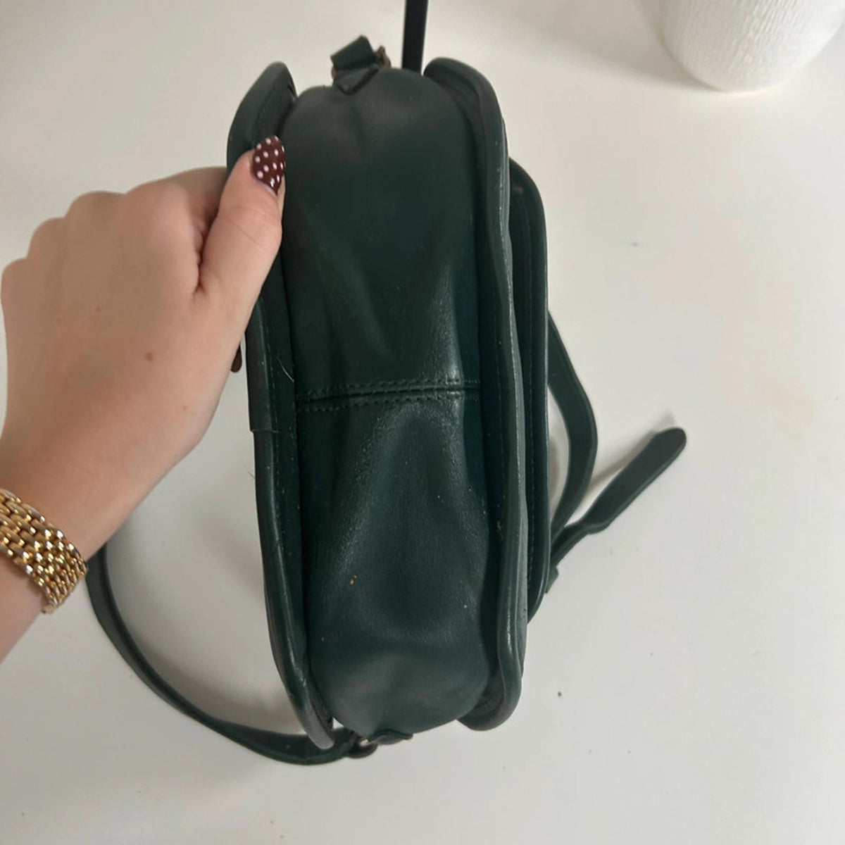 Vintage Coach Green Cross Body Leather Handbag