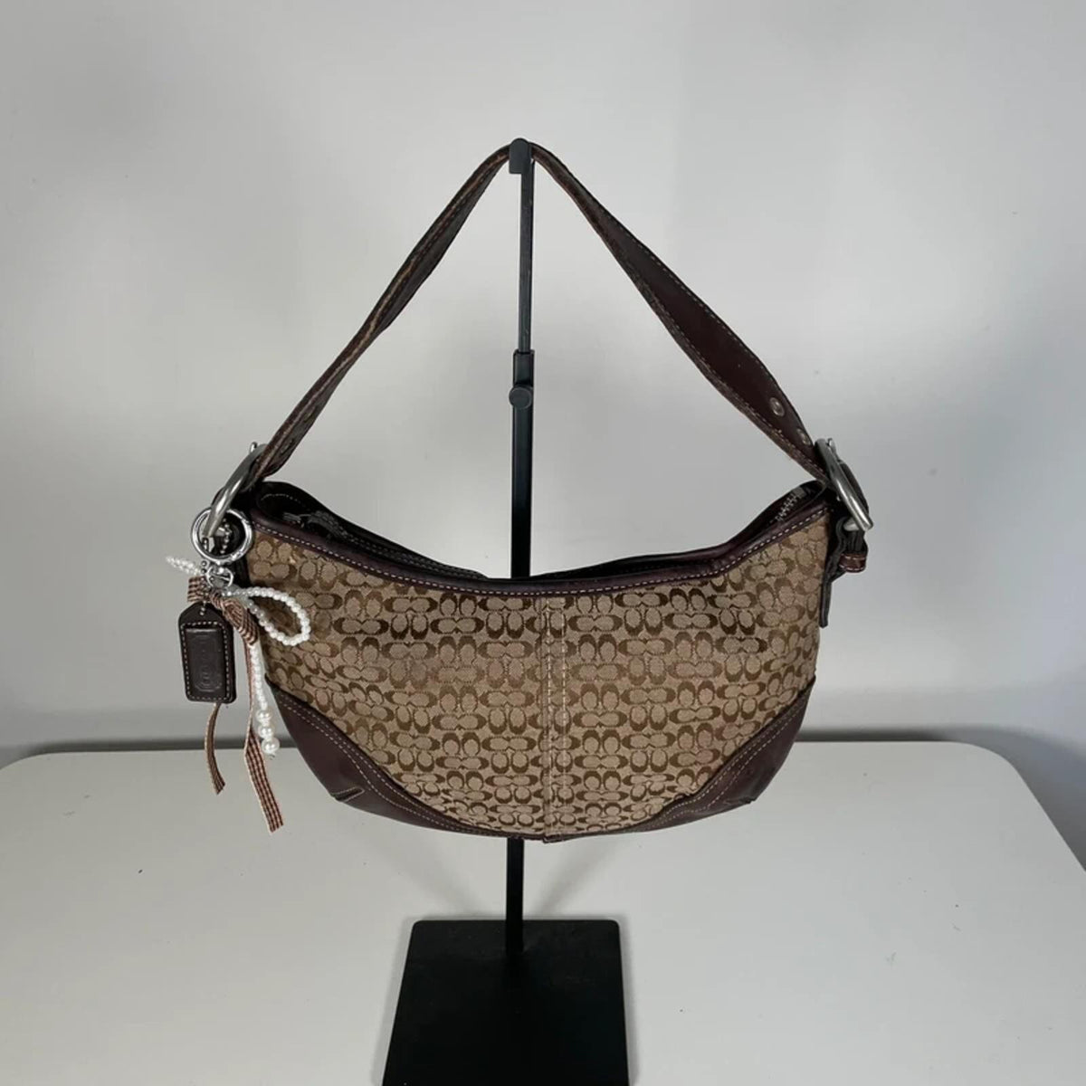 Coach Brown Monogram Leather Hobo Shoulder Bag N3E-6351