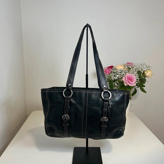 Coach Chelsea Black Pebbled Leather Buckle Tote Shoulder Bag F6981-F12339