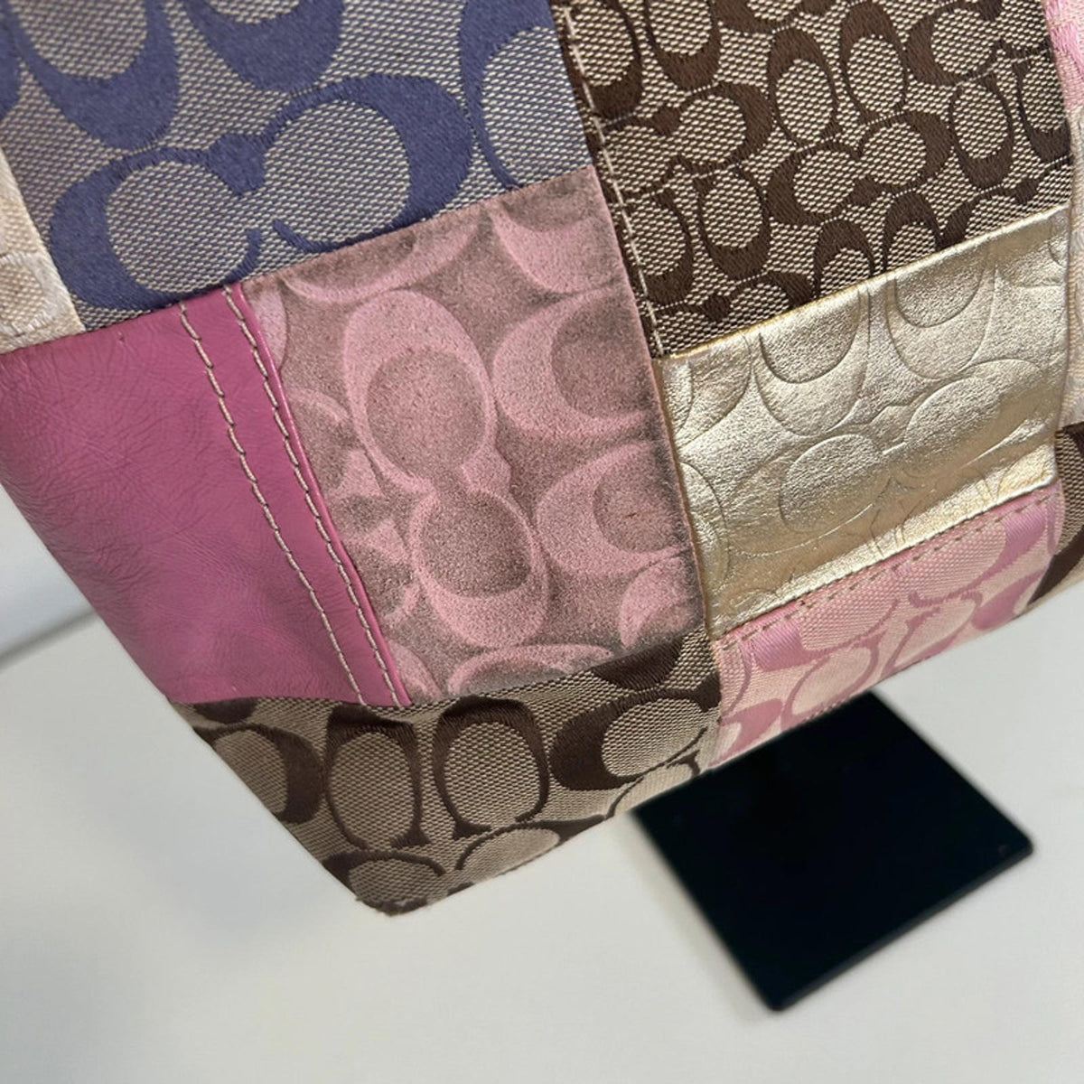 Coach Pink and Purple Patchwork Shoulder Bag L0769-11709
