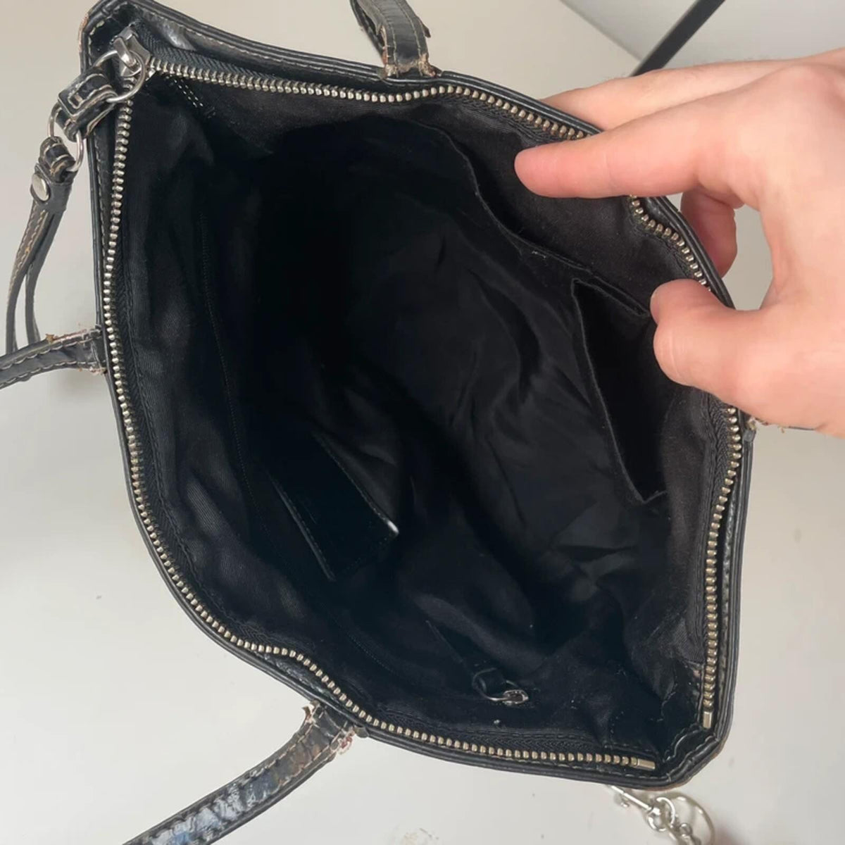 Coach Black Signature Stripe Canvas Shoulder Tote Bag B1261-F17433