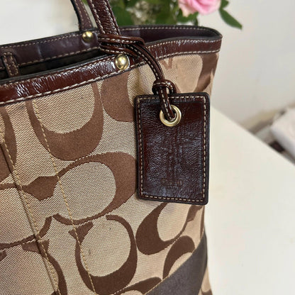 Vintage Y2K Coach Signature Stripe Brown Handbag JO668-10125