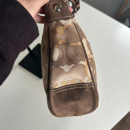 Coach Gold & Brown Chelsea Leather and Suede Shoulder Bag D05K-2172