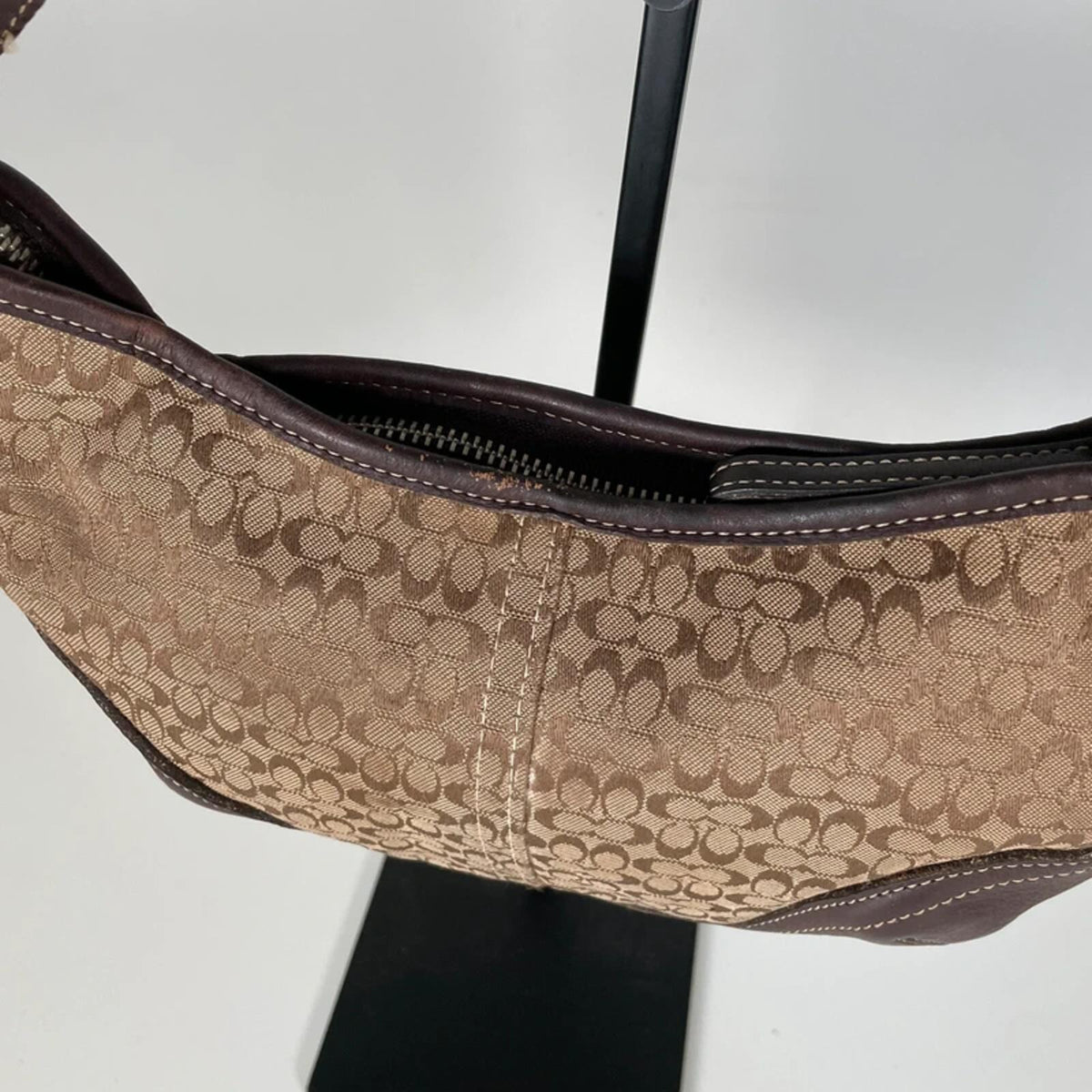 Coach Brown Monogram Leather Hobo Shoulder Bag N3E-6351