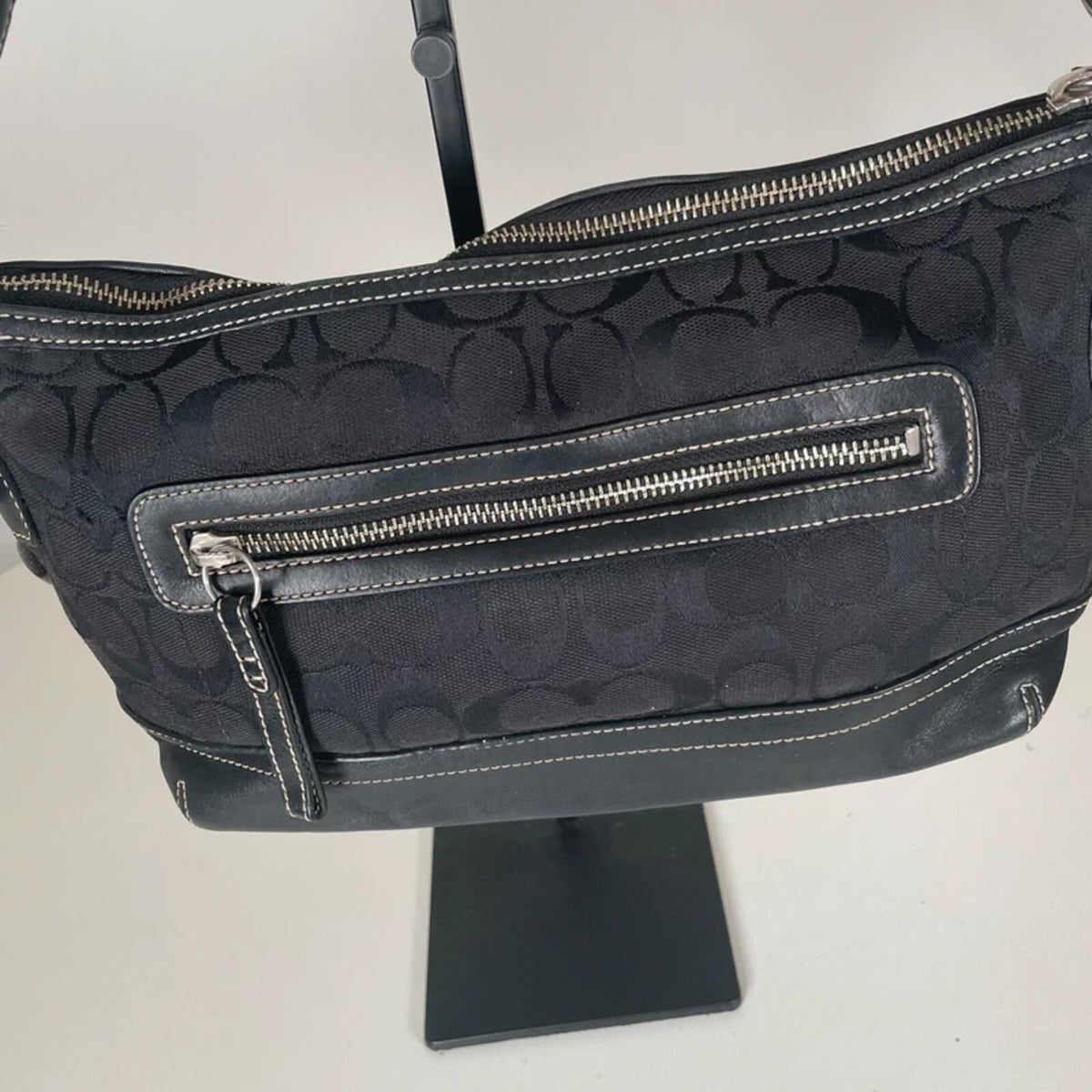 Coach East West Black Canvas Shoulder Bag Y2K G04U-9363