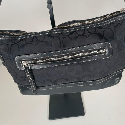 Coach East West Black Canvas Shoulder Bag Y2K G04U-9363