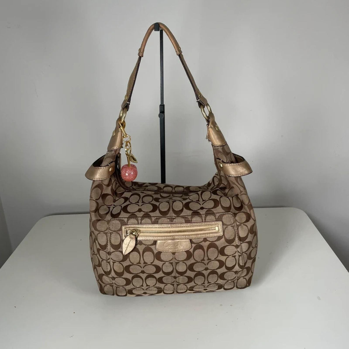 Coach Penelope Beige Brown Monogram Hobo Bag M0920-F14691