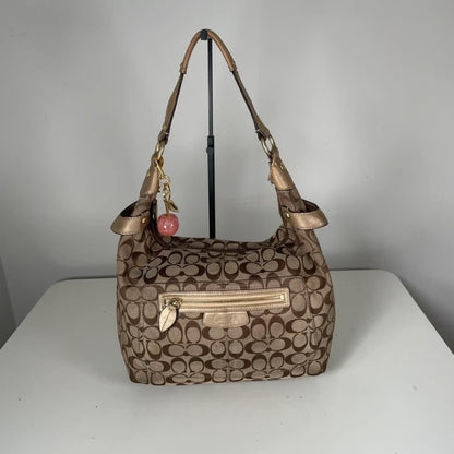 Coach Penelope Beige Brown Monogram Hobo Bag M0920-F14691