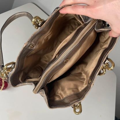 Coach Silver Signature Monogram Shoulder Bag Gold Hardware Handbag G1126-18687