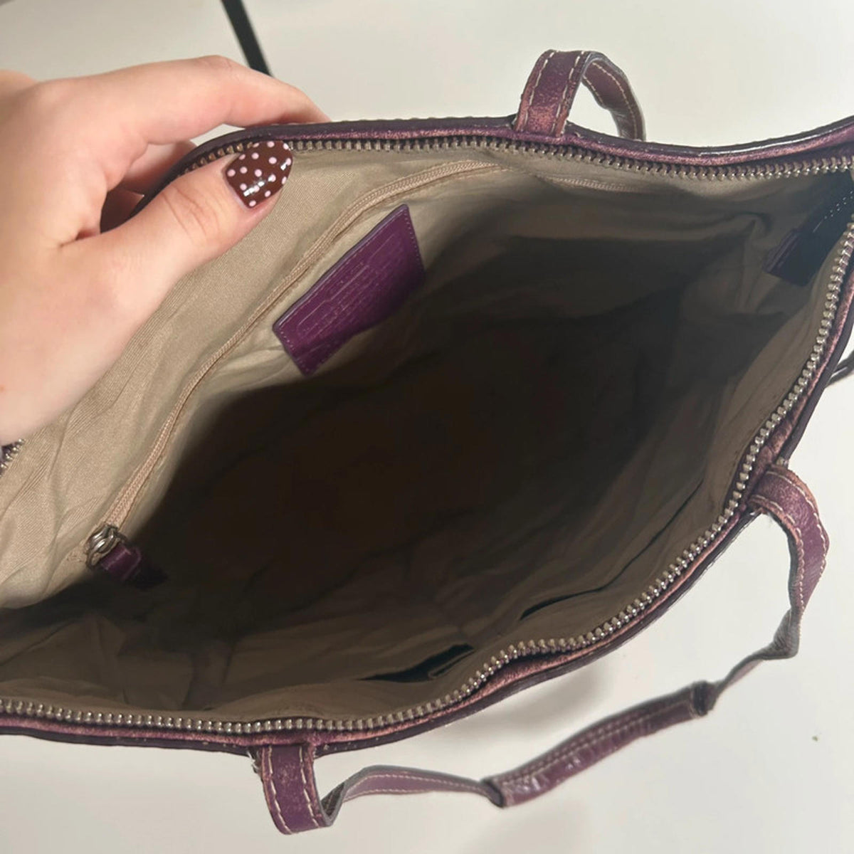 Coach Plum Signature Stripe Tote Shoulder Bag H1020-F14112