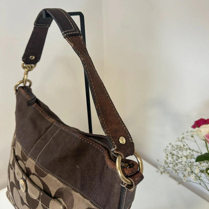 Coach Brown Canvas Signature Shoulder Bag