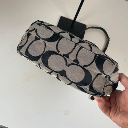 Coach Black Signature Stripe Canvas Shoulder Tote Bag B1261-F17433