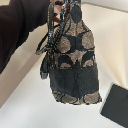Coach Black Signature Monogram Shoulder Tote Bag F1020-F15112