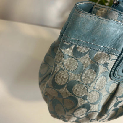 Vintage Y2K Blue Coach Signature Jacquard Handbag L0975-F13742