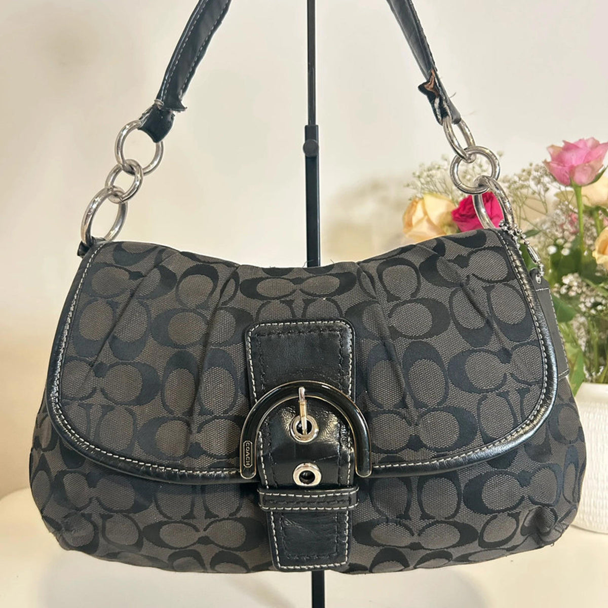 Coach Soho Sufflette Signature Black Buckle Bag L1161-F17093