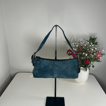 Coach Hampton Soft Suede Navy Blue Mini Baguette Shoulder Bag BNWT G04S-7470