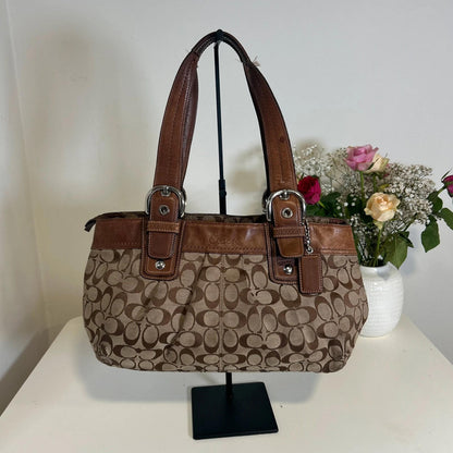 Coach Brown Signature Pleated Shoulder Bag D0973-F13742