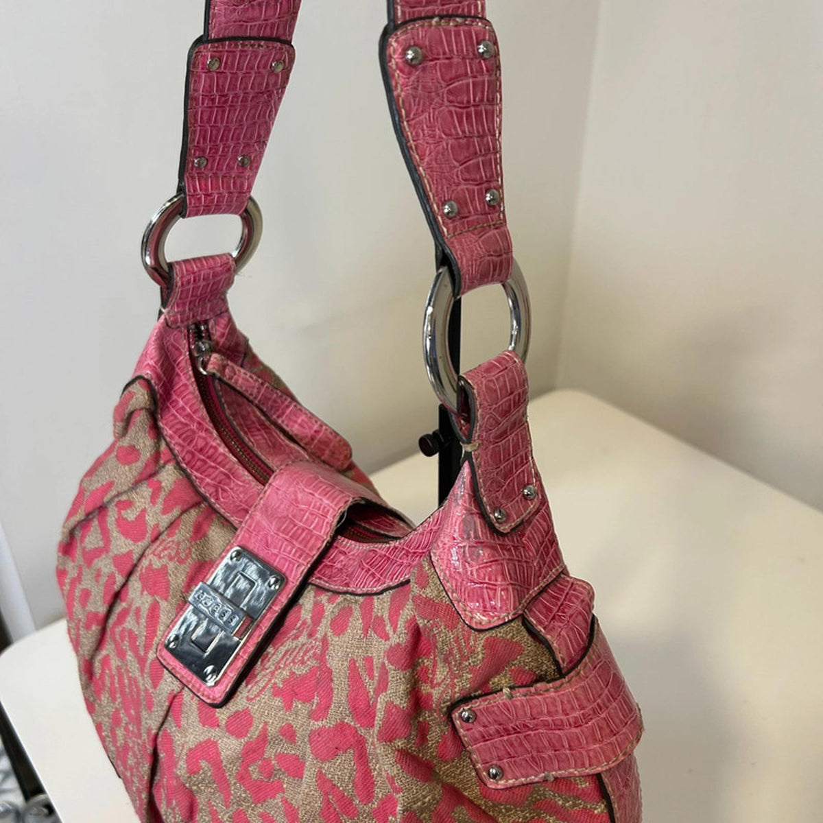 Rare Vintage 2000s Guess Pink Cheetah Print Handbag