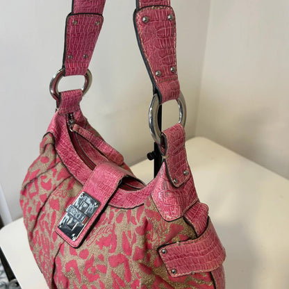 Rare Vintage 2000s Guess Pink Cheetah Print Handbag