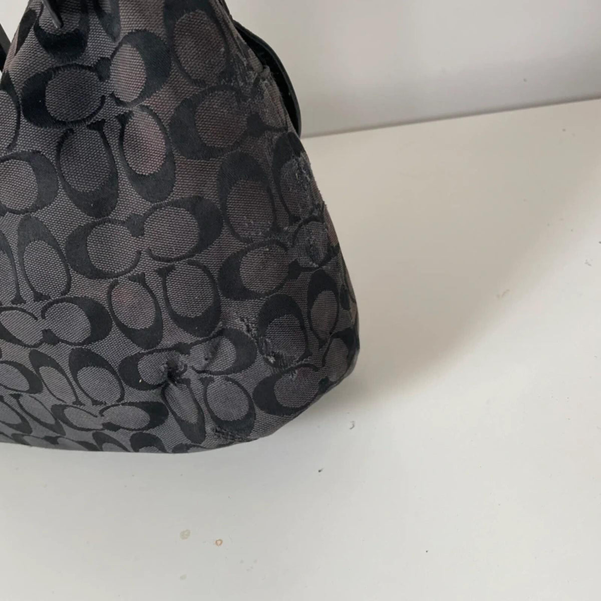 Coach Black Monogram Shoulder Bag Silver Buckle M1205-23164E
