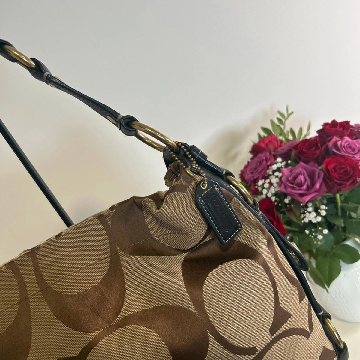 Coach Tan Brown Signature Carley Hobo Bag E0773-10620