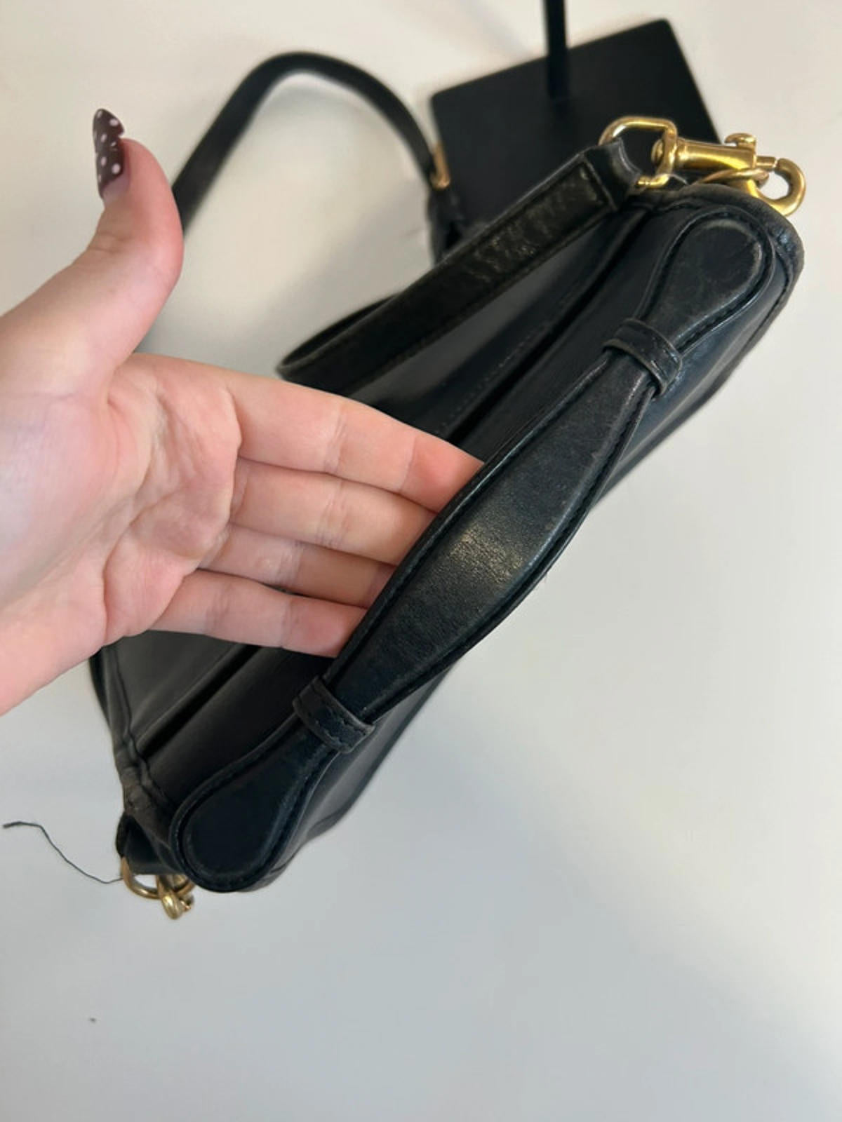 Vintage 90s Vintage Coach Black Court Leather Shoulder Bag G13-9870
