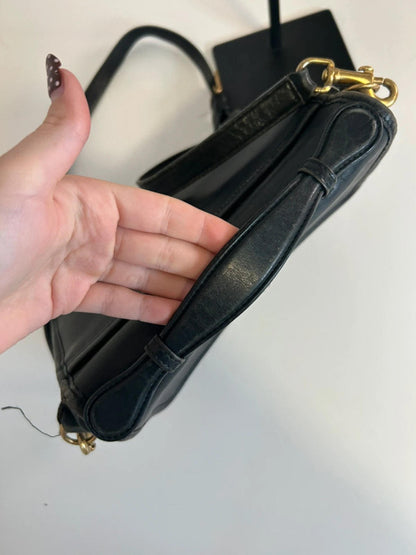 Vintage 90s Vintage Coach Black Court Leather Shoulder Bag G13-9870