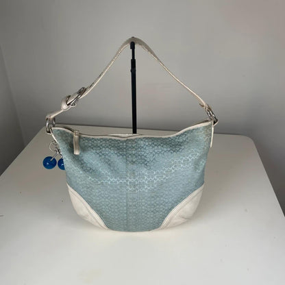 Coach Soho Blue White Signature Monogram Hobo Bag K0720-F10923