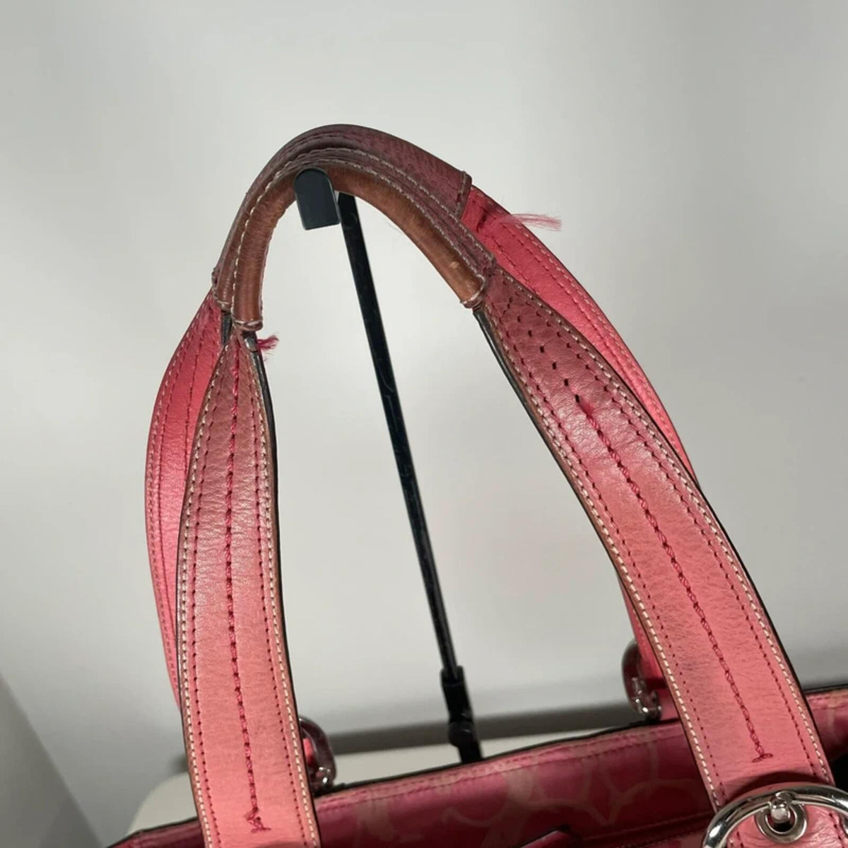 Coach Pink Optic Signature Monogram Shoulder Bag Pleated Canvas K0975-F14492