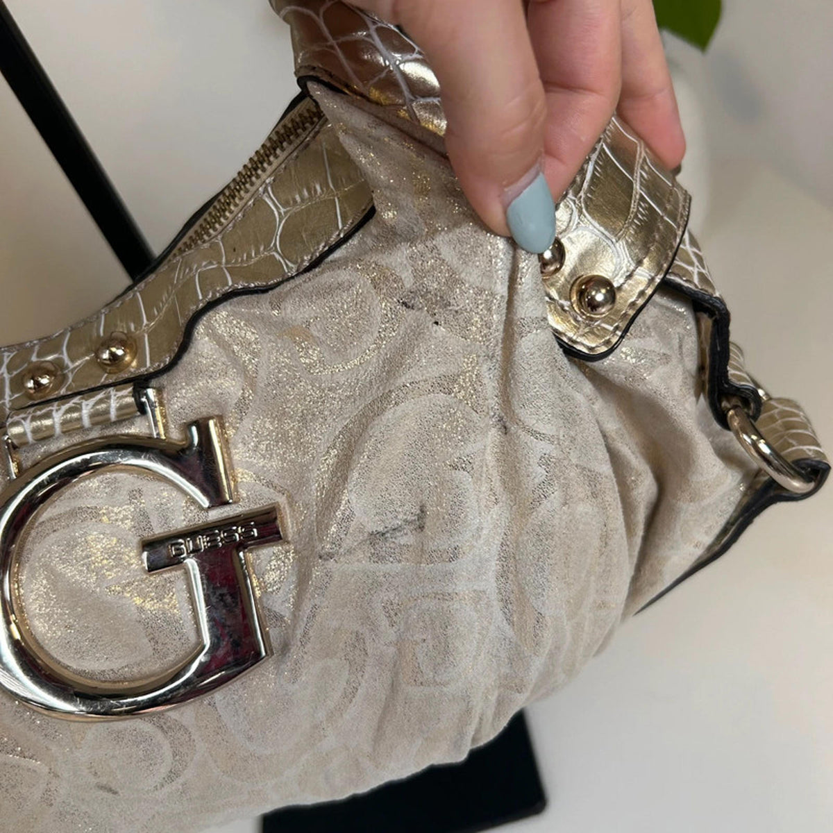 Guess Gold and Beige Handbag