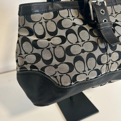 Coach Black Signature Leather and Canvas Hampton Tote G0851-F12642