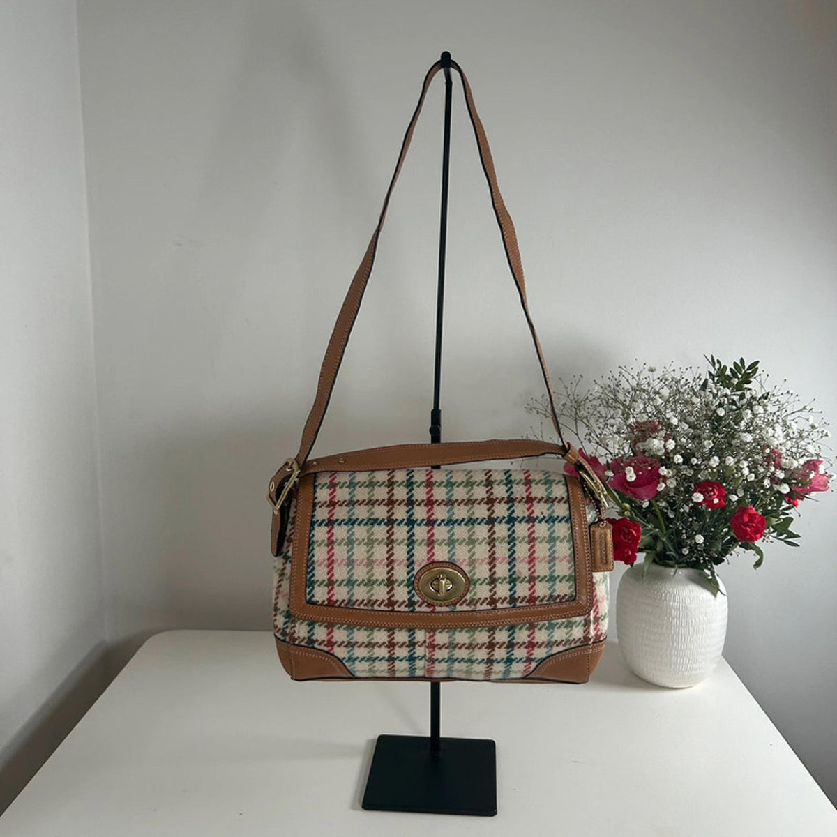 Coach 2009 Large Plaid Wool Crossbody Bag E0971-F13984