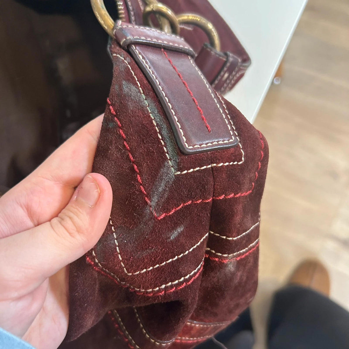 Coach Red Suede Hobo Shoulder Bag C063-10059