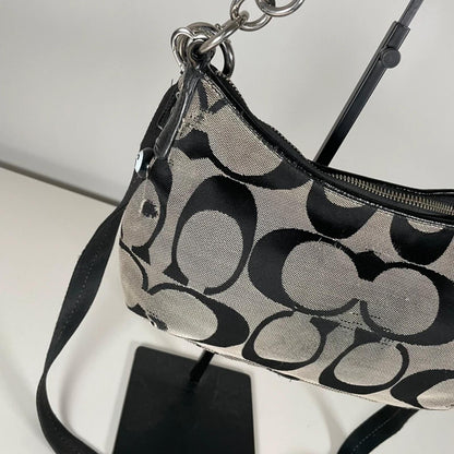 Coach Signature Jacquard Stripe Demi Bag Black Patent Leather K1371-28662E