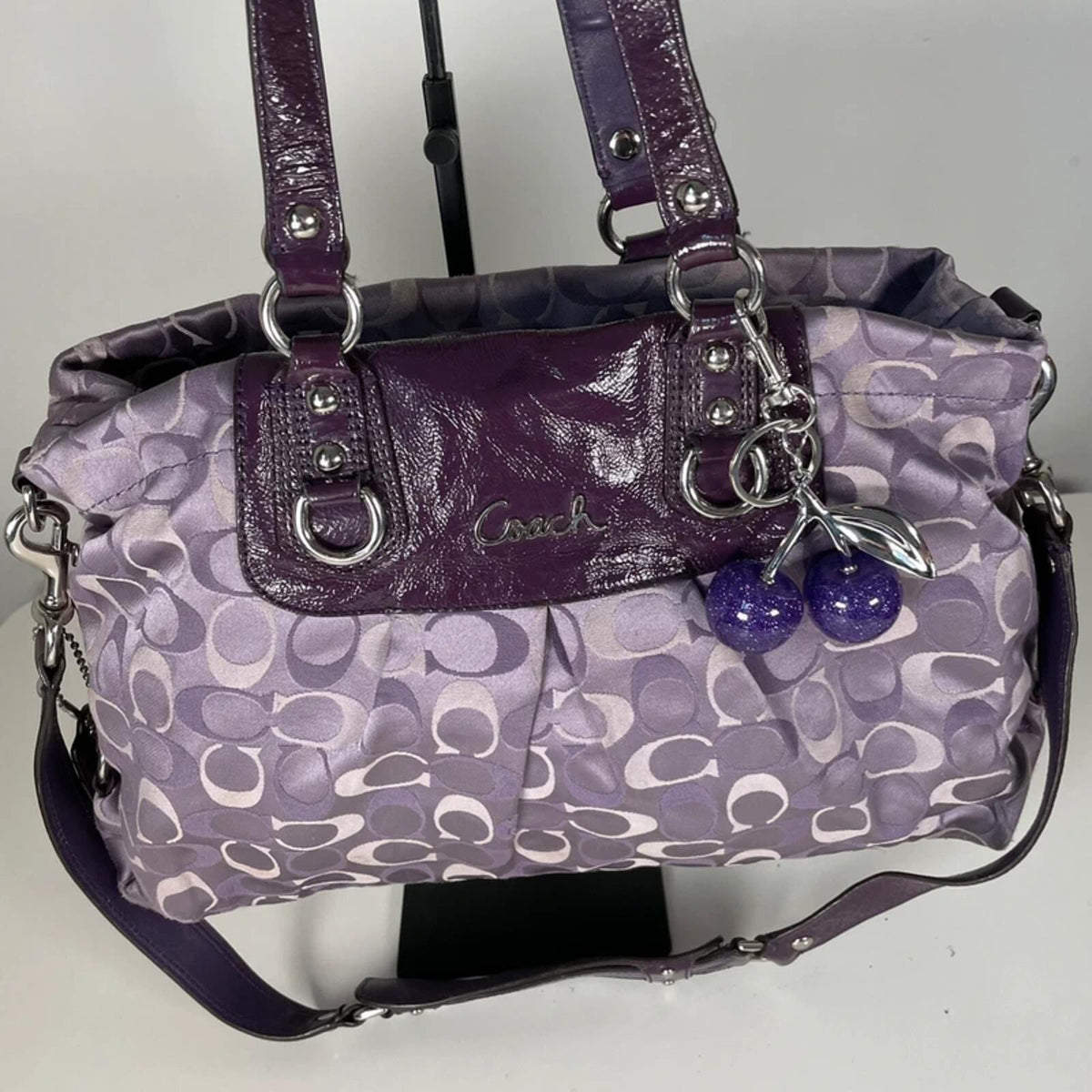 Coach Ashley Large Purple Lilac Signature Monogram Shoulder Bag L1175-F18450