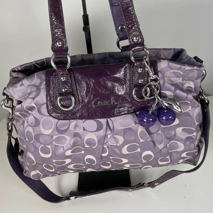 Coach Ashley Large Purple Lilac Signature Monogram Shoulder Bag L1175-F18450