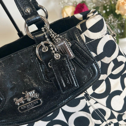 Coach Madison OP Signature Black and White Shoulder Bag K0982-14537