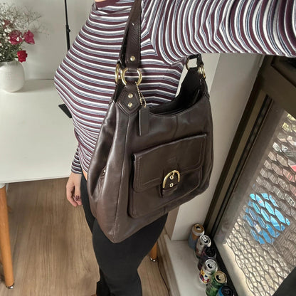 Coach Brown Campbell Hobo Leather Handbag K1381-F24636